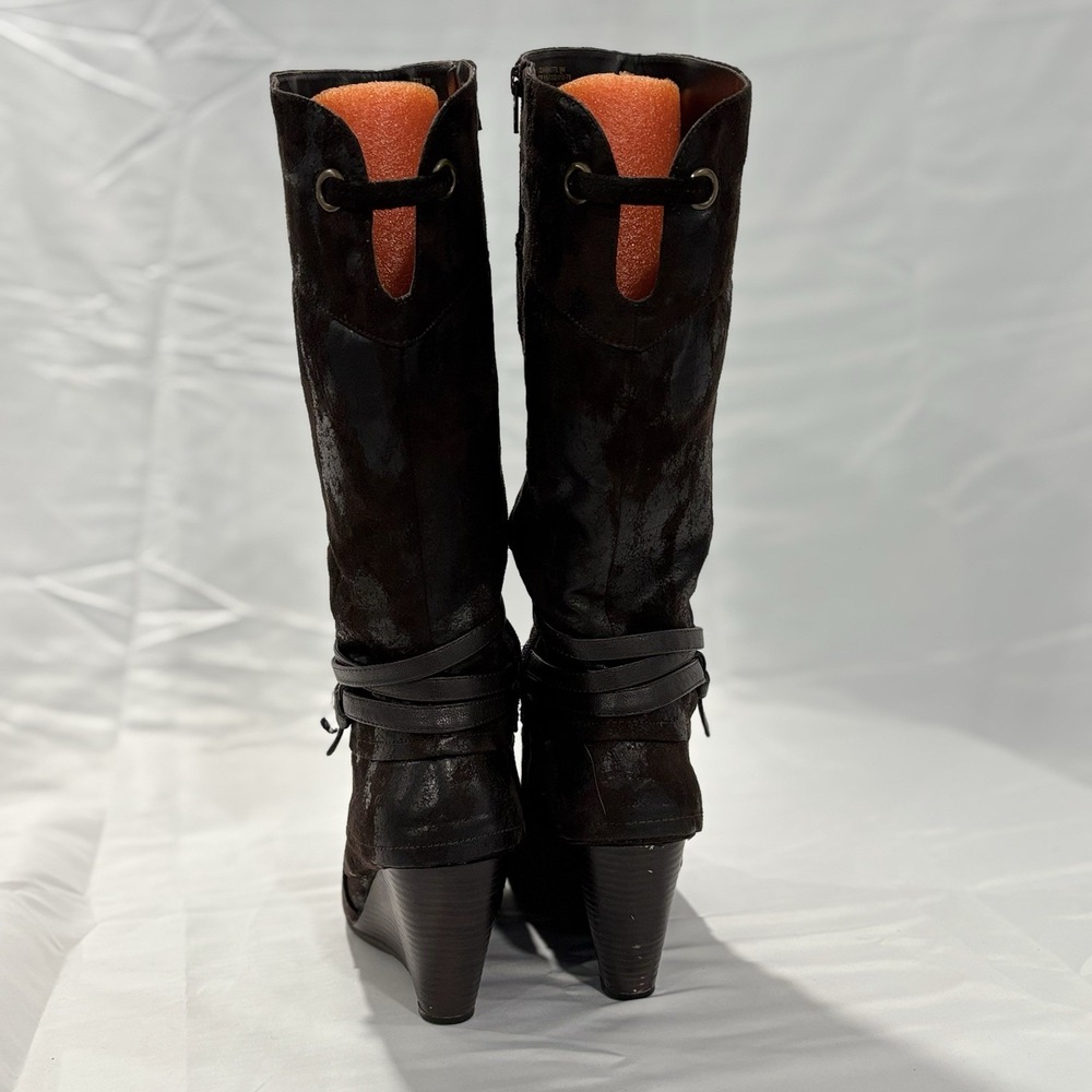 Bare Traps Womens Brown Faux Leather Knee High Boots US Sz 9M Distressed - Picture 4 of 11